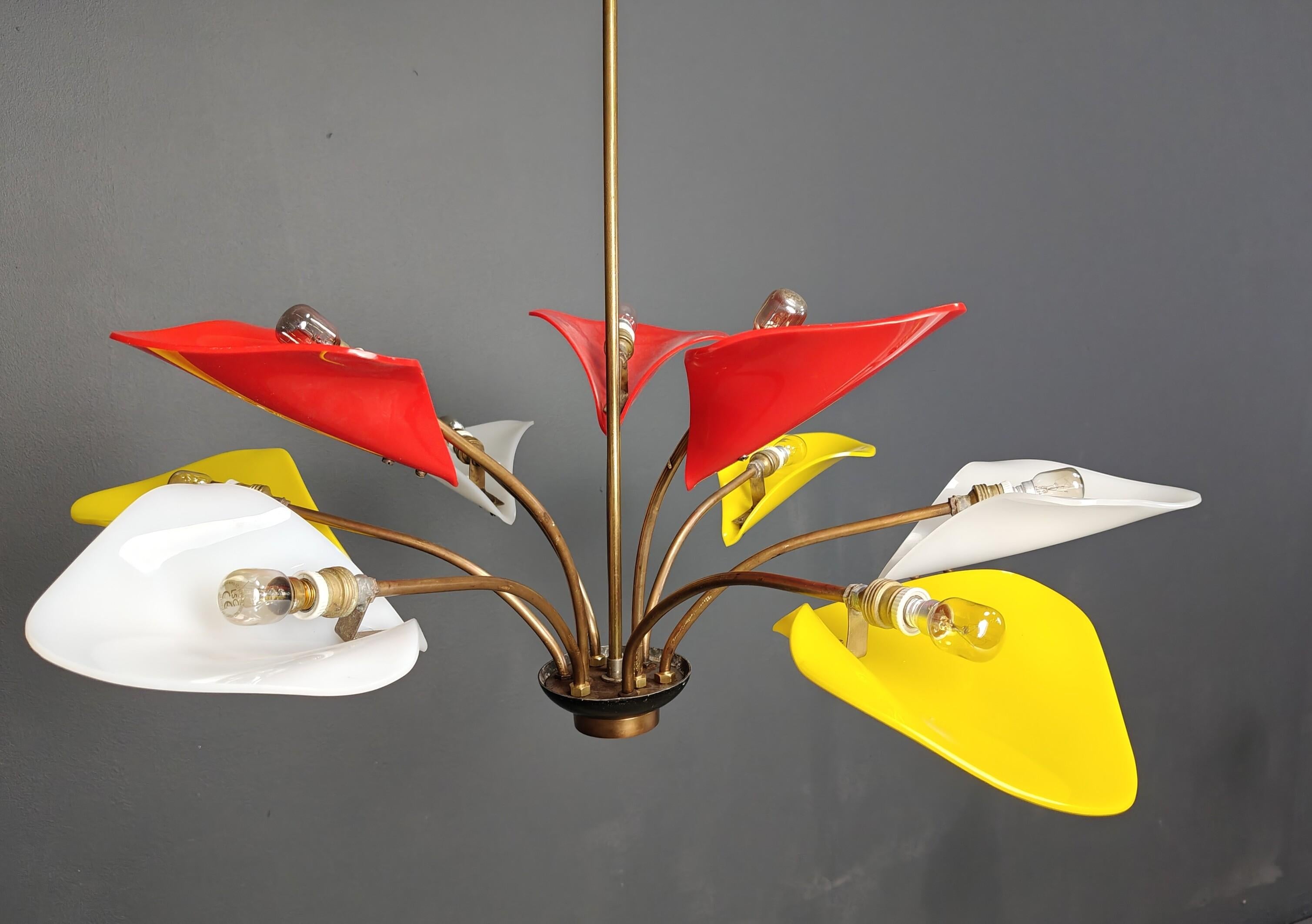 Vintage multi colour italian chandelier, 1960s For Sale 4