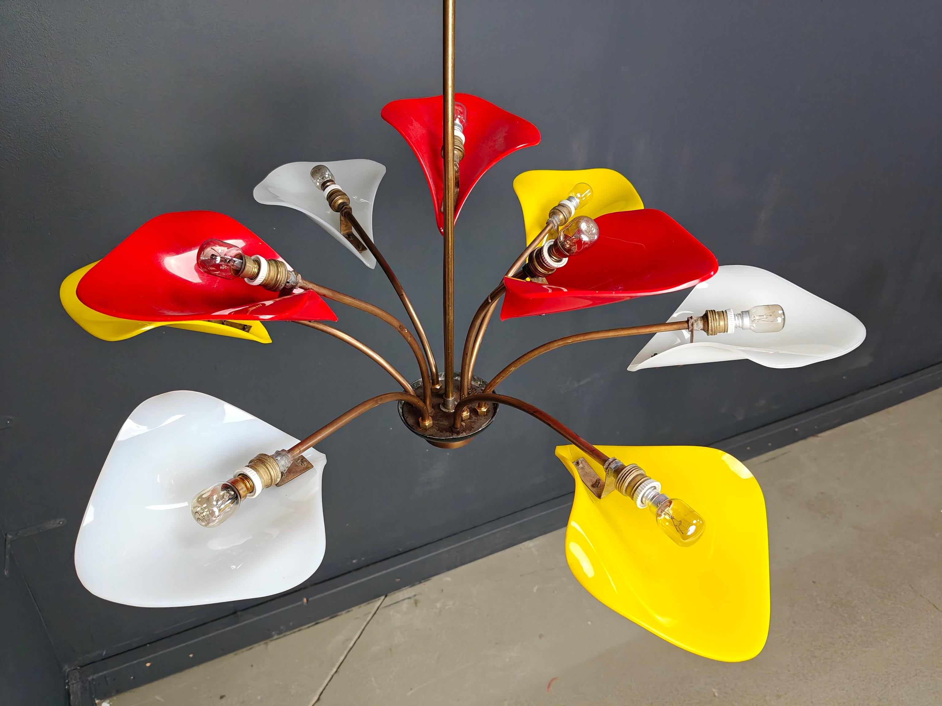 Vintage multi colour italian chandelier, 1960s For Sale 5