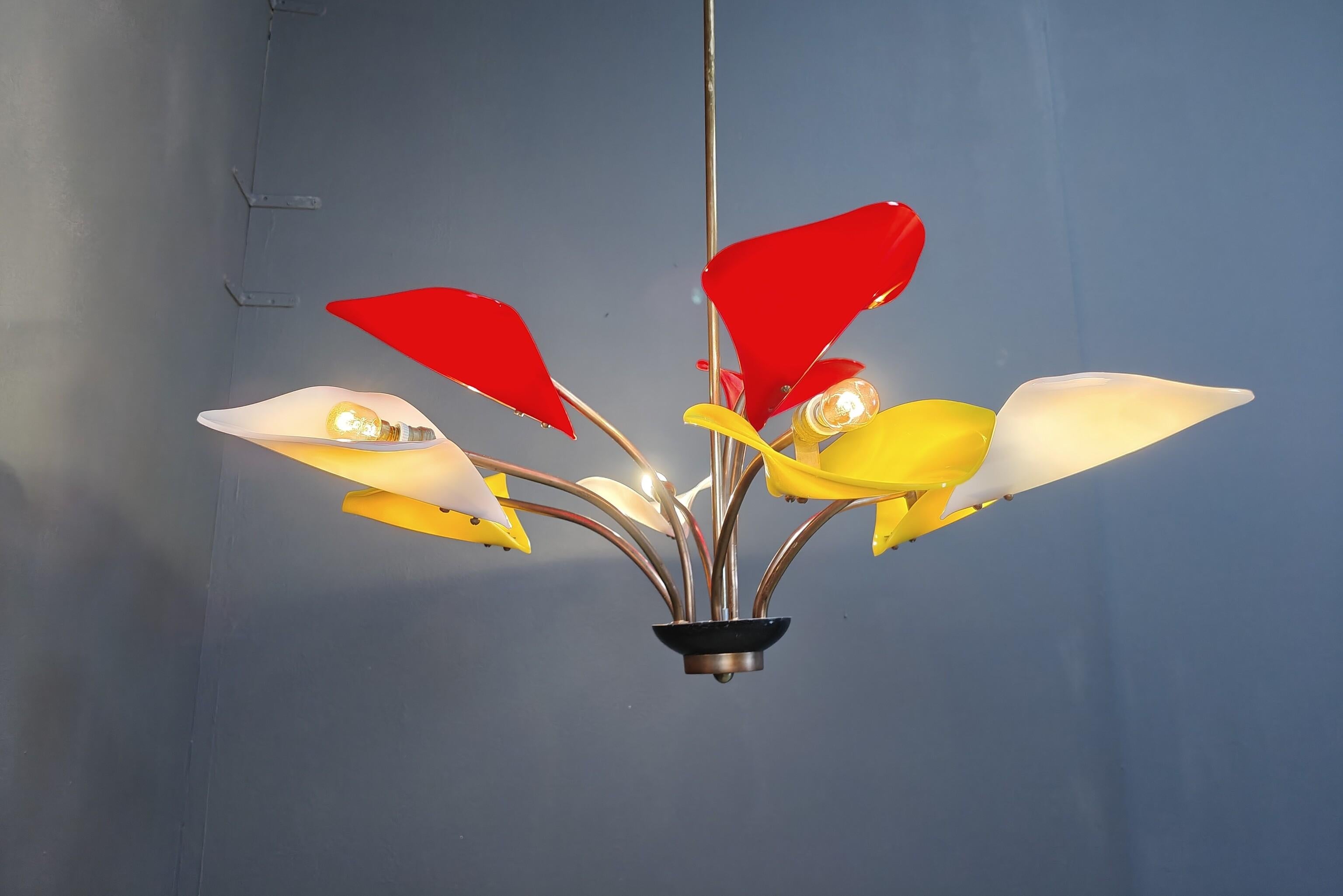 Mid-Century Modern Vintage multi colour italian chandelier, 1960s For Sale