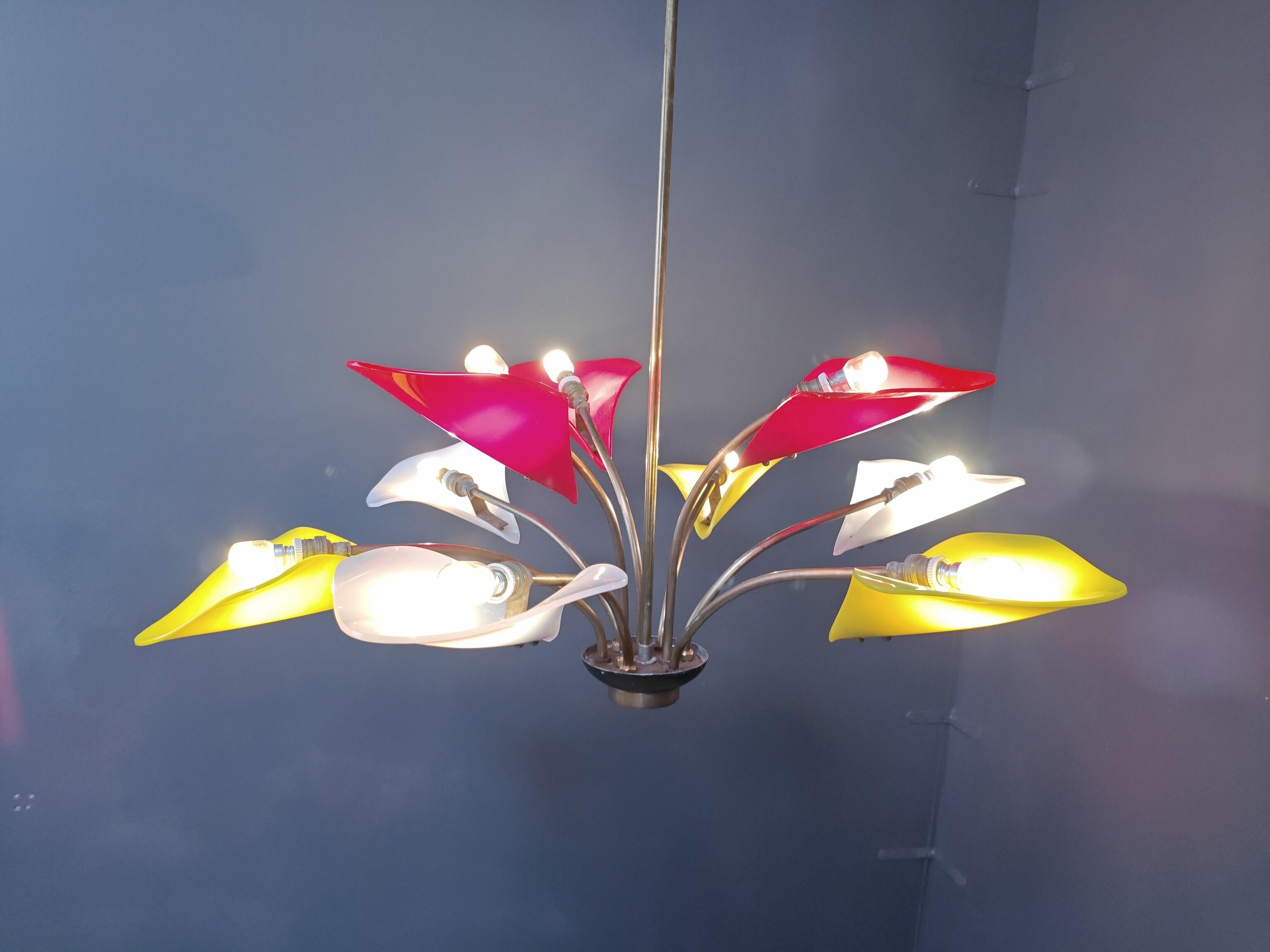 Mid-20th Century Vintage multi colour italian chandelier, 1960s For Sale