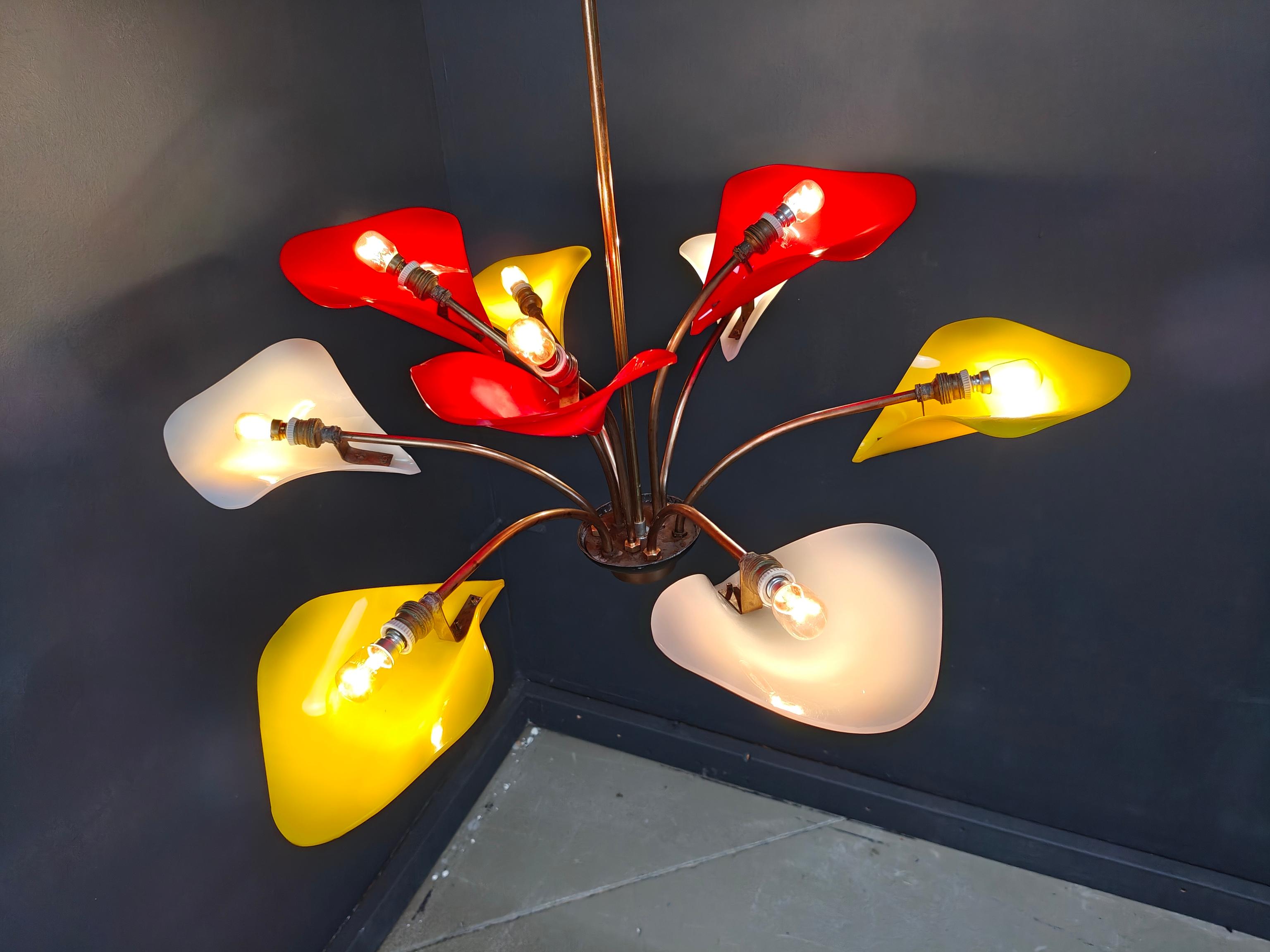 Vintage multi colour italian chandelier, 1960s For Sale 1