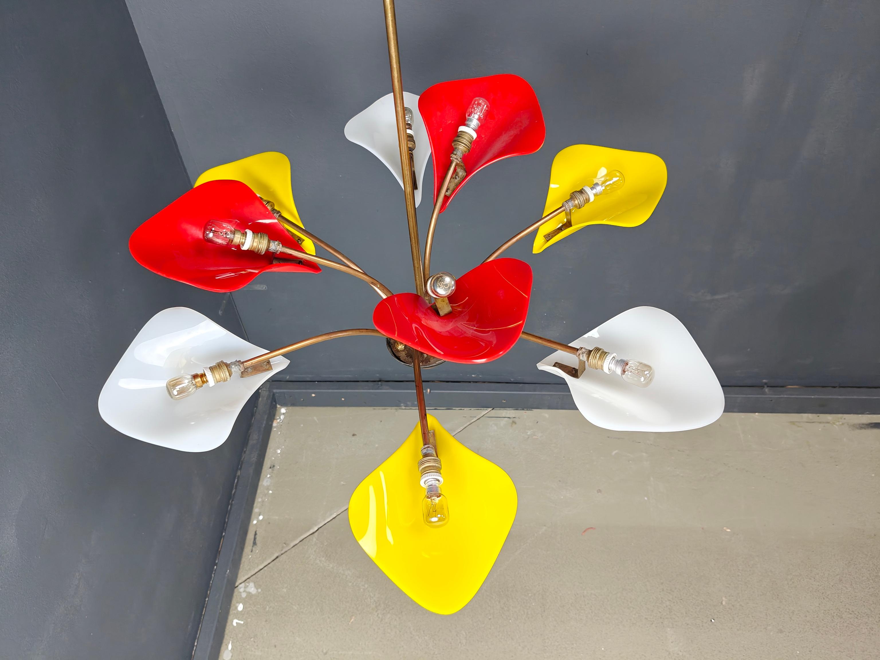 Vintage multi colour italian chandelier, 1960s For Sale 2