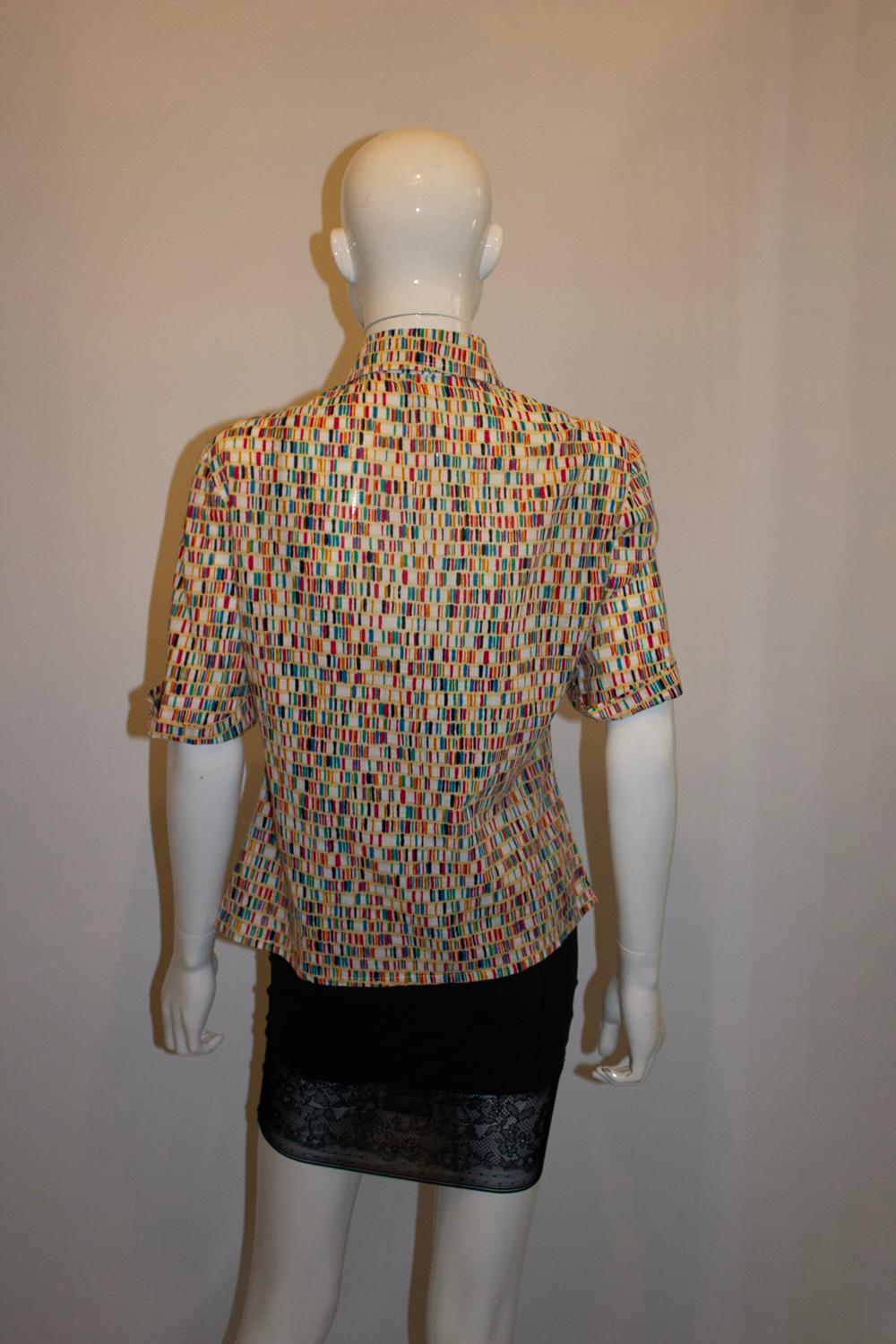 Vintage Multi Colour Jeager Blouse For Sale 1