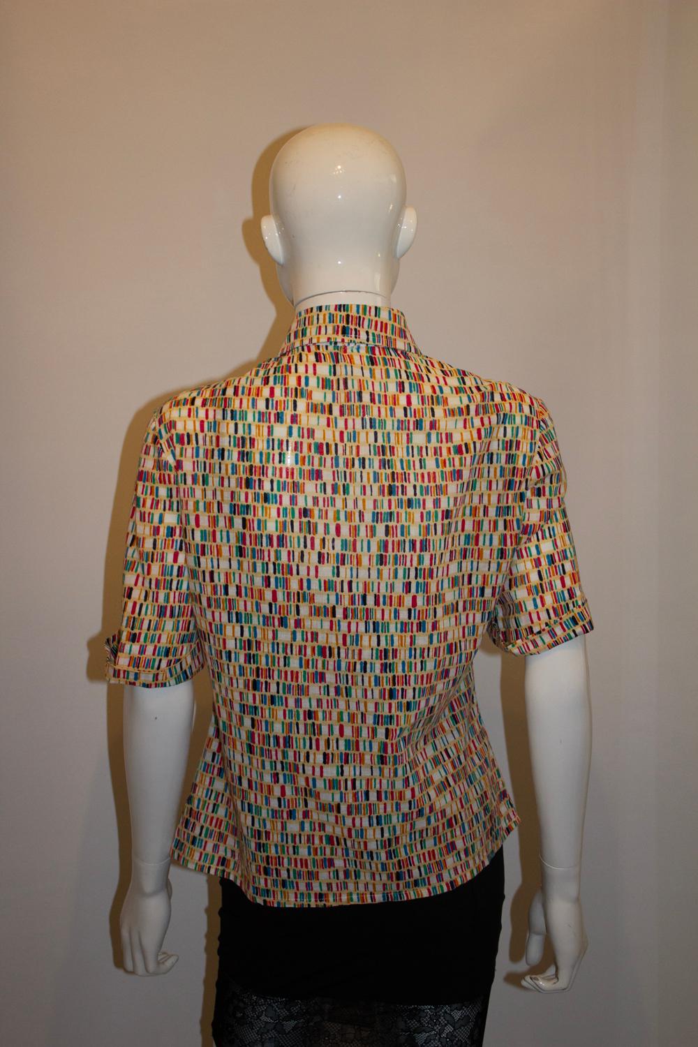 Vintage Multi Colour Jeager Blouse For Sale 2