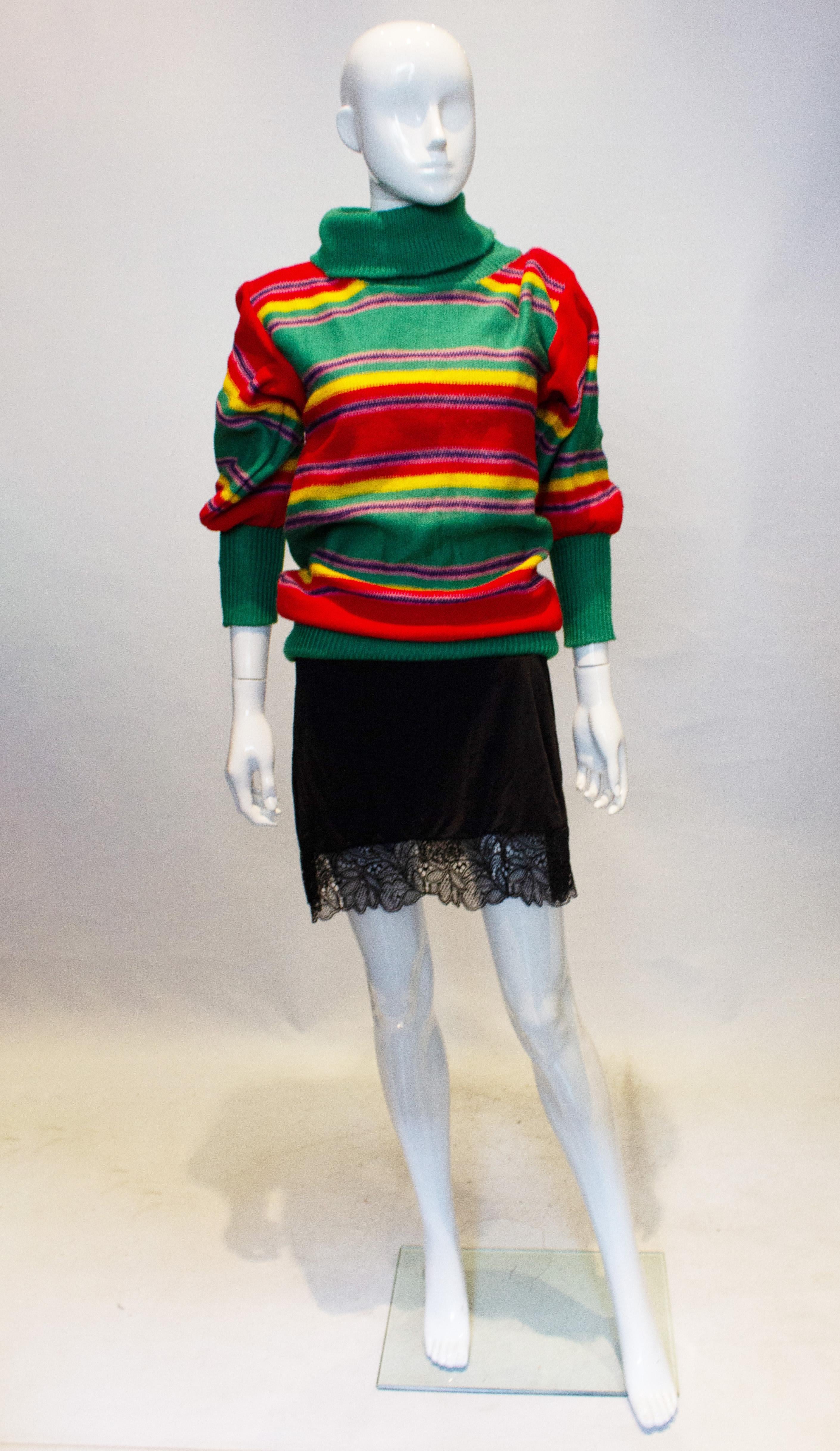 Mehrfarbiger Vintage-Pullover (Schwarz) im Angebot