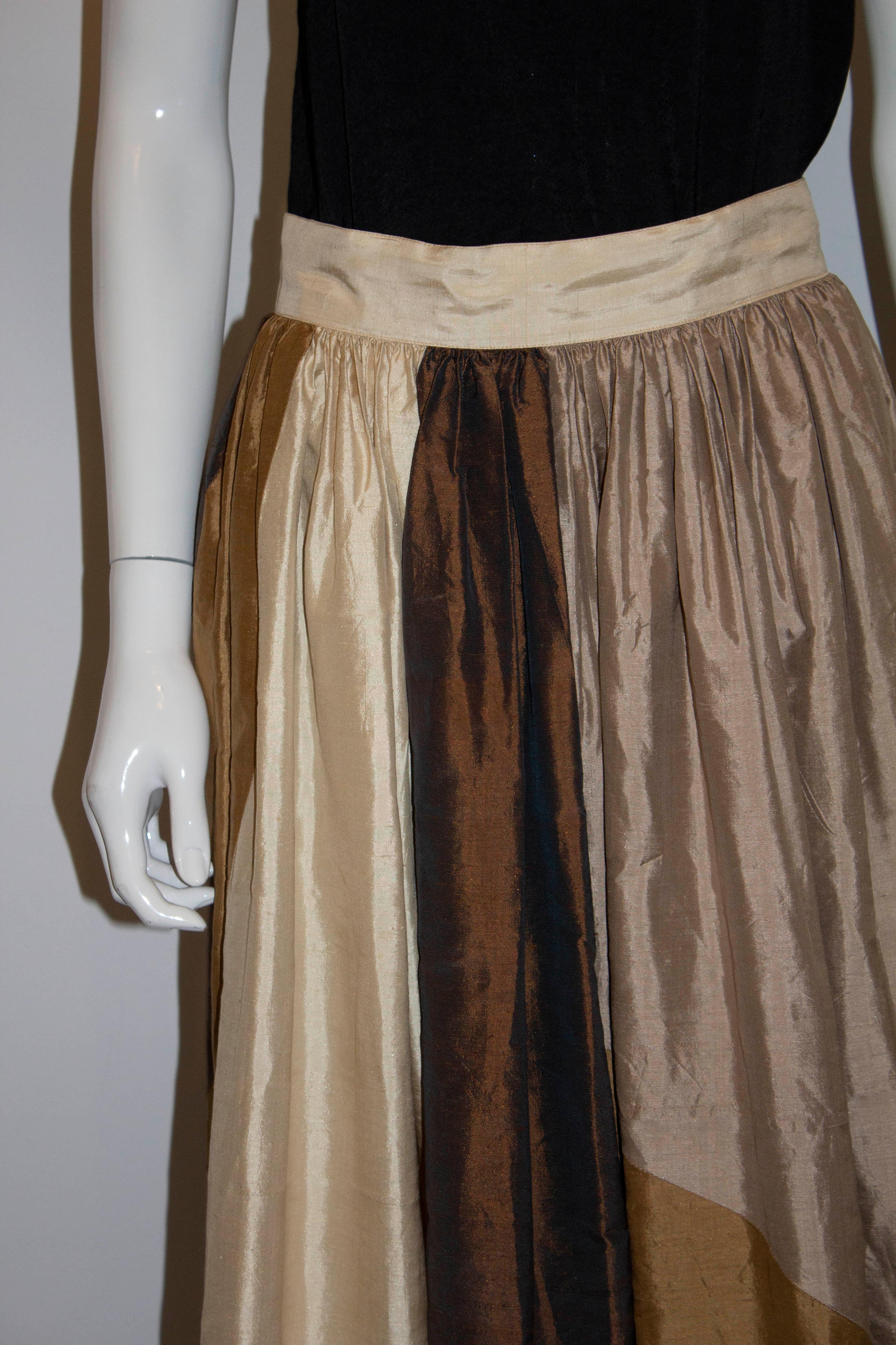 Brown Vintage Multi Colour Silk Skirt by Jim Thompson