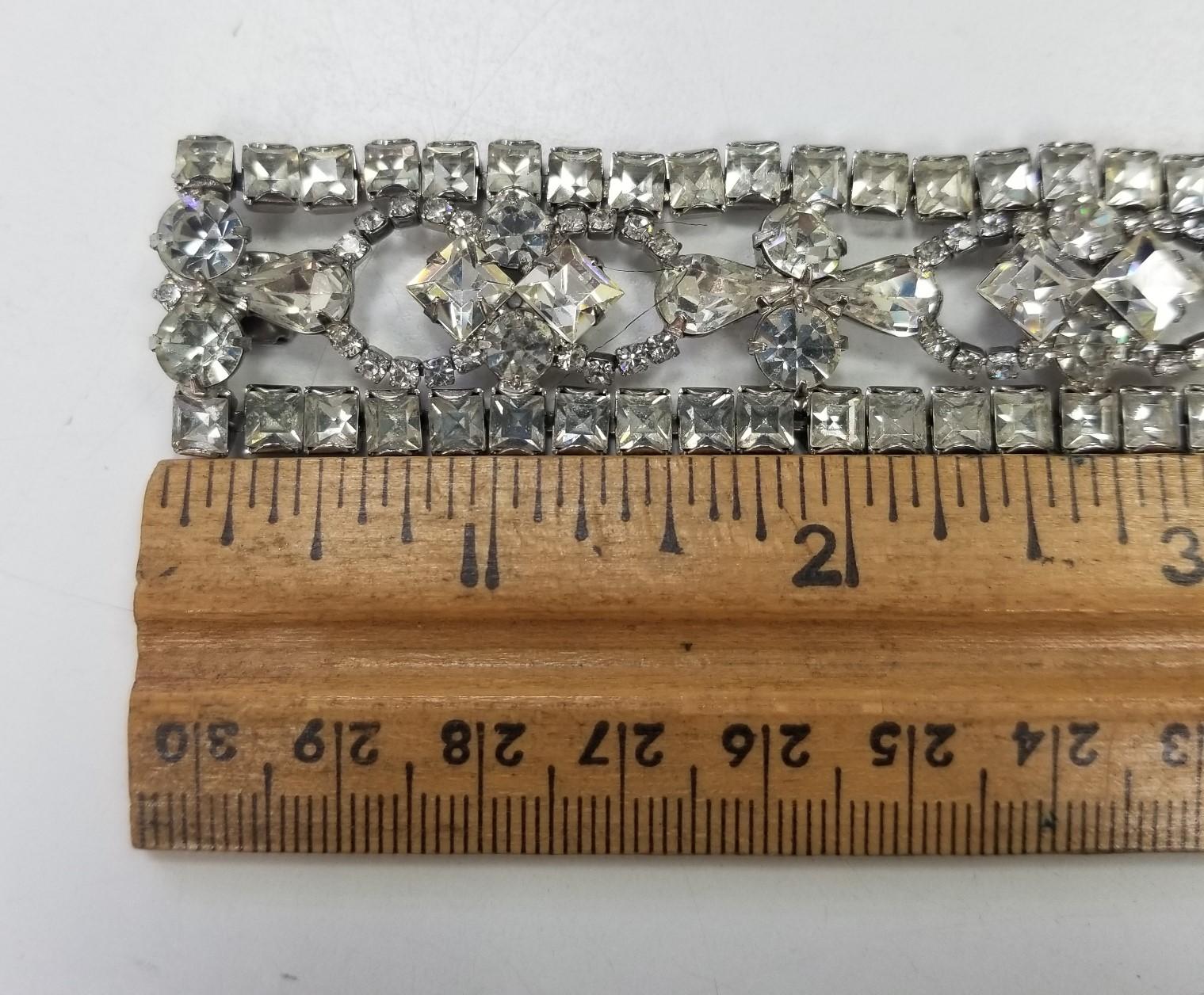 Art Deco Vintage Multi-Cut Crystal Bracelet with Hidden Clasp For Sale