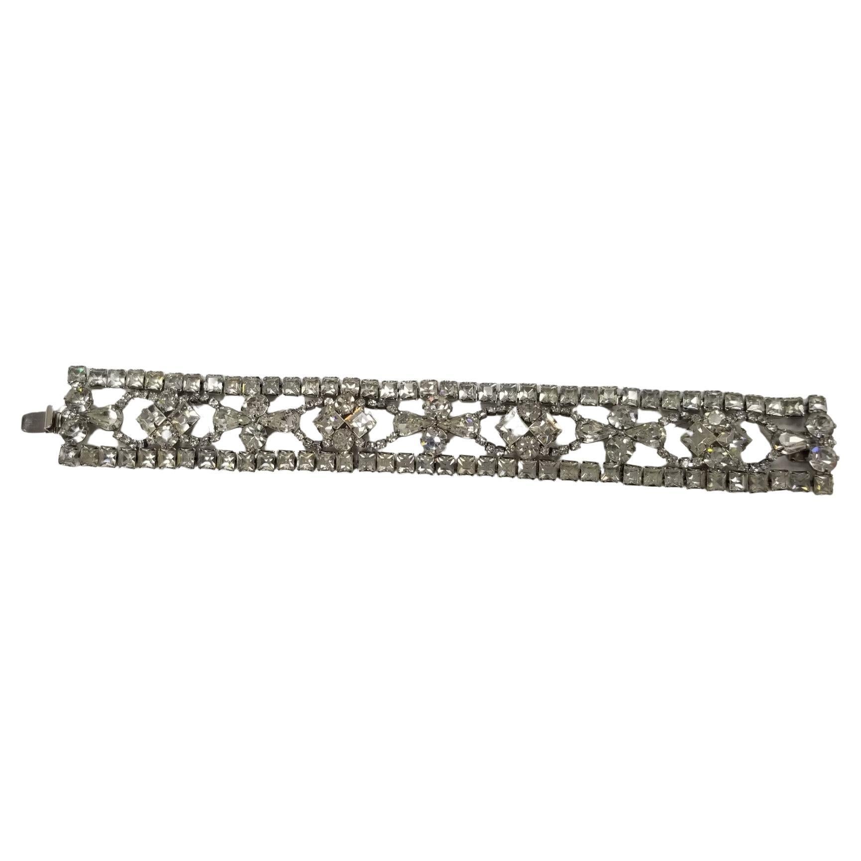 Vintage Multi-Cut Crystal Bracelet with Hidden Clasp