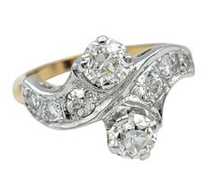 Vintage Multi Diamond Bypass Style Band Ring in Two-Tone 14 Karat Gold