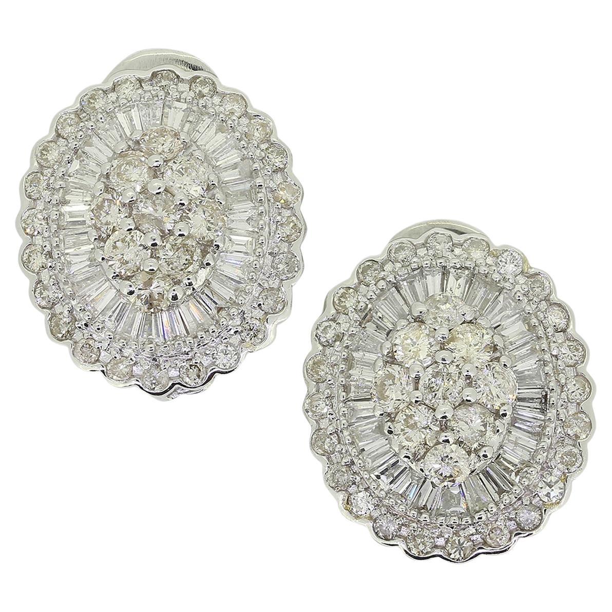 Vintage Multi Diamond Cluster Earrings For Sale