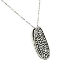 Vintage Multi Diamond Wavy Pebble Blackened Gold Pendant Necklace