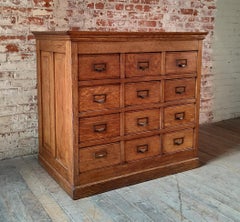 Vintage Multi-Drawer Oak Apothecary Cabinet