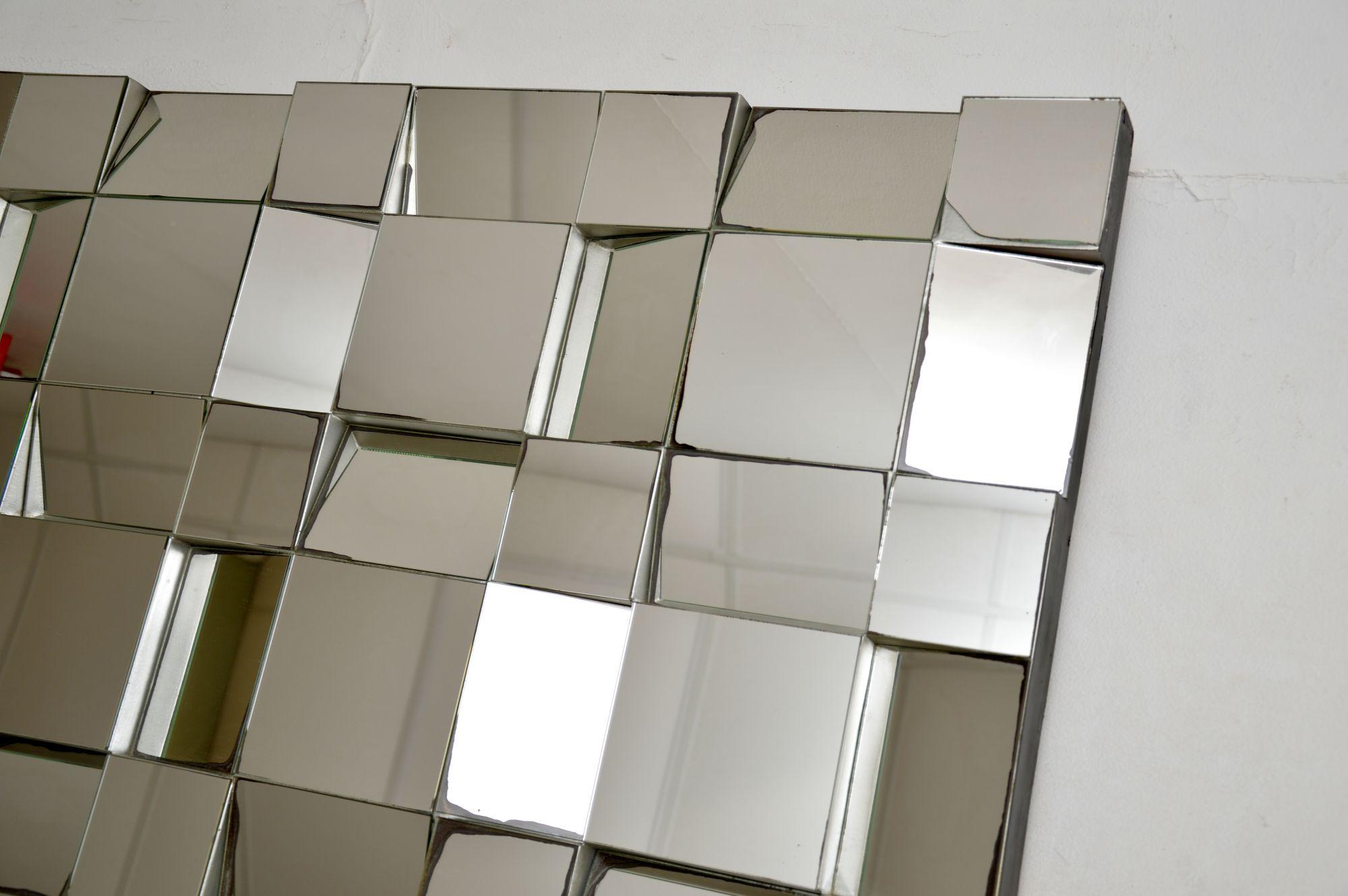 Late 20th Century Vintage Multi Faceted Sloped Mirror in the Manner of Neal Small