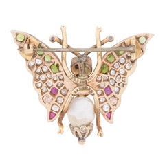 Vintage Multi-Gem Butterfly Brooch, circa 1930s