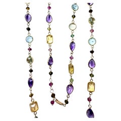 Vintage Multi Gem Halskette in 14 Karat Gelbgold.
