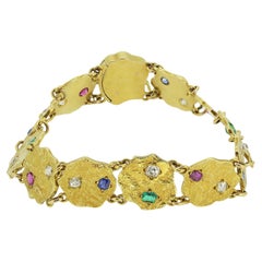 Pulsera Vintage Multi-Gemstone Martillada