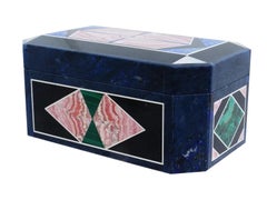 Vintage Multi Gemstone Mosaic Inlay Trinket Box