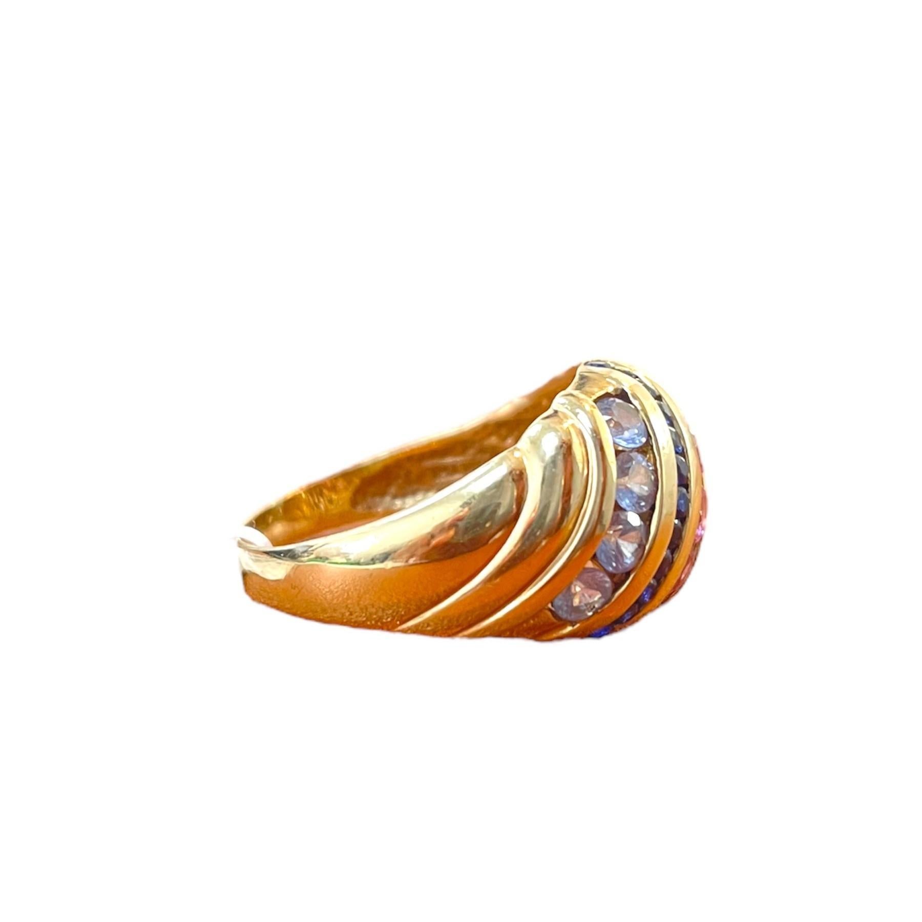 Modern Vintage Multi-Gemstone Ring - 14K Yellow Gold For Sale