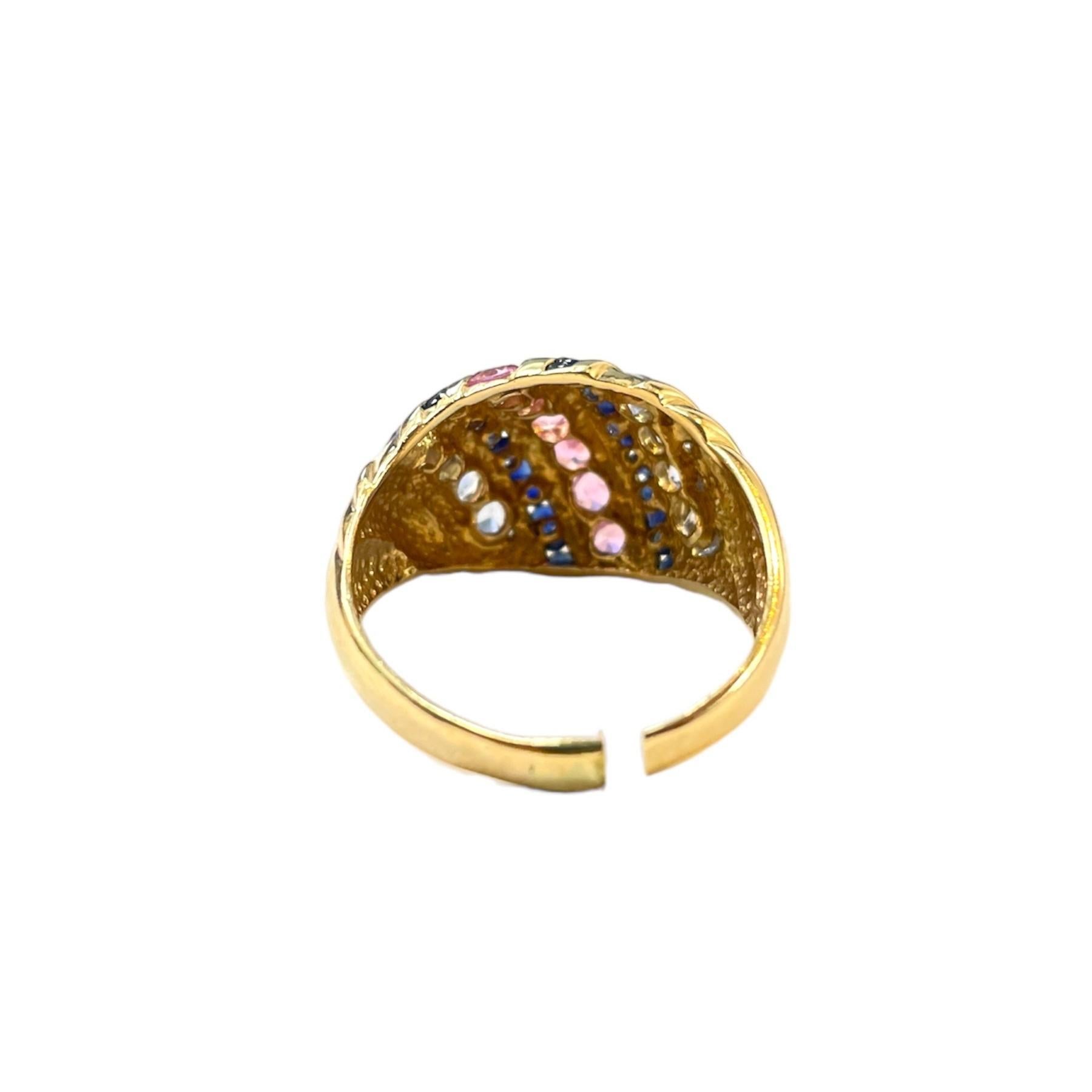 Round Cut Vintage Multi-Gemstone Ring - 14K Yellow Gold For Sale