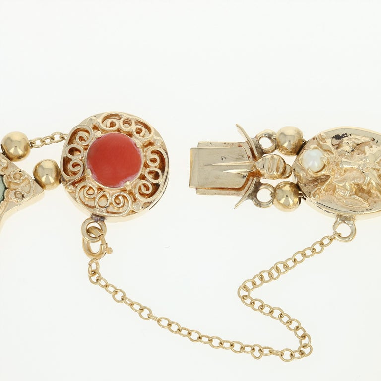 Vintage MultiGemstone Slide Charm Bracelet, 14 Karat Gold Amethyst 3.45 Carat at 1stDibs 14