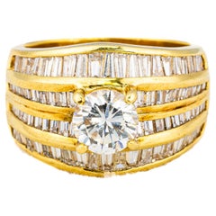 Vintage Multi Row Baguette Diamond Engagement Ring
