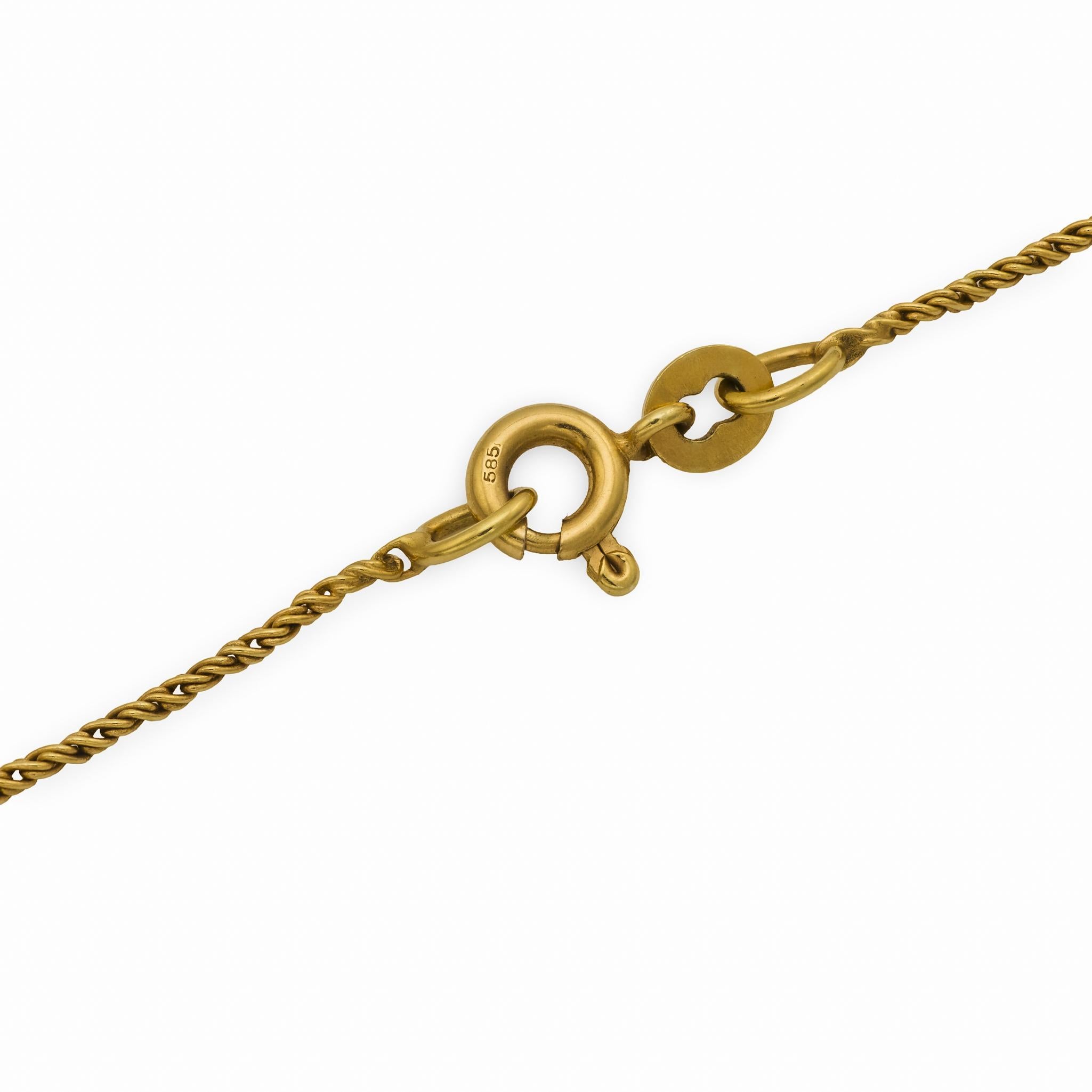 Collier Sputnik vintage en or rose et jaune 14k à pierres multiples en vente 2