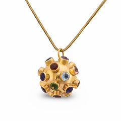 Collier Sputnik vintage en or rose et jaune 14k à pierres multiples