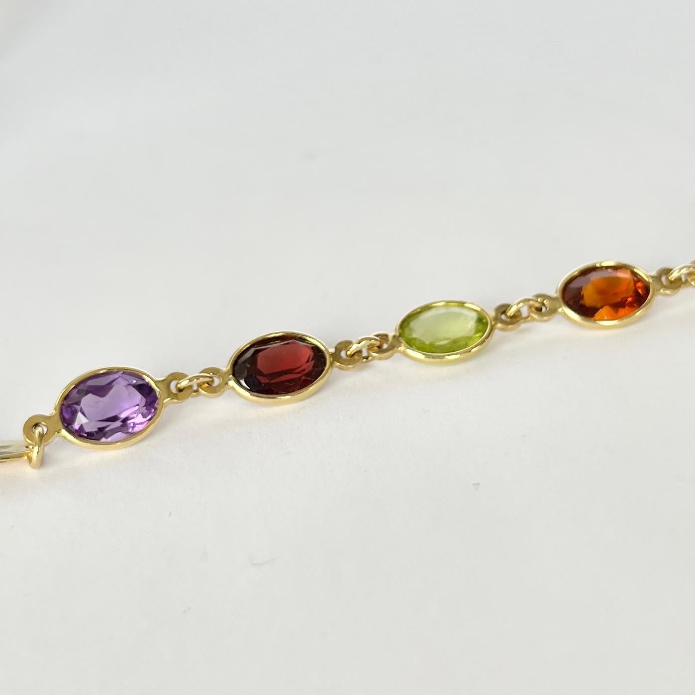 Vintage Multi-Stone 18 Carat Gold Bracelet In Good Condition In Chipping Campden, GB