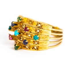 Vintage Multi Stone 9 Carat Gold Ring