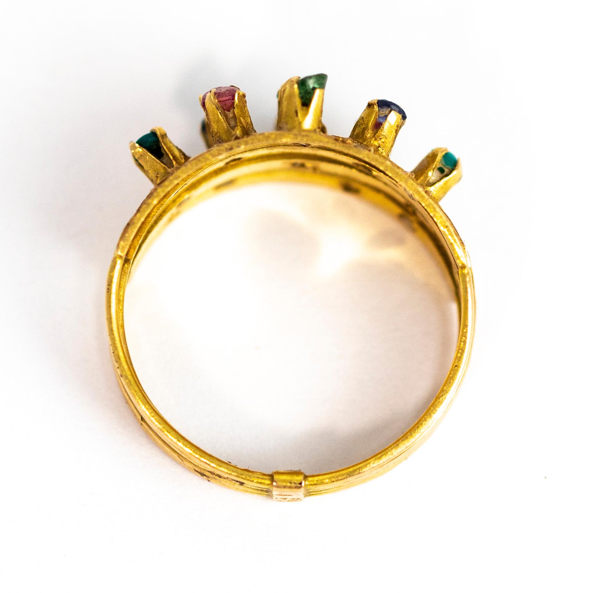 Vintage Multi Stone 9 Carat Gold Ring 2