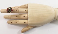 Vintage Multi-Stone, Yellow Gold Bombe Flower Ring