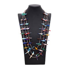 Vintage Multi Strand Bird Fetish Beaded Necklace