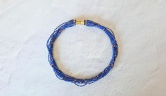 Vintage Multi Strand Lapis Lazuli Coral Torsade Necklace