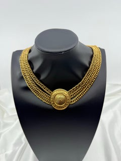Vintage Multi Strand Medallion "CHANEL" Gold Choker Necklace