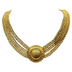 Vintage Multi Strand Medallion "CHANEL" Gold Choker Necklace