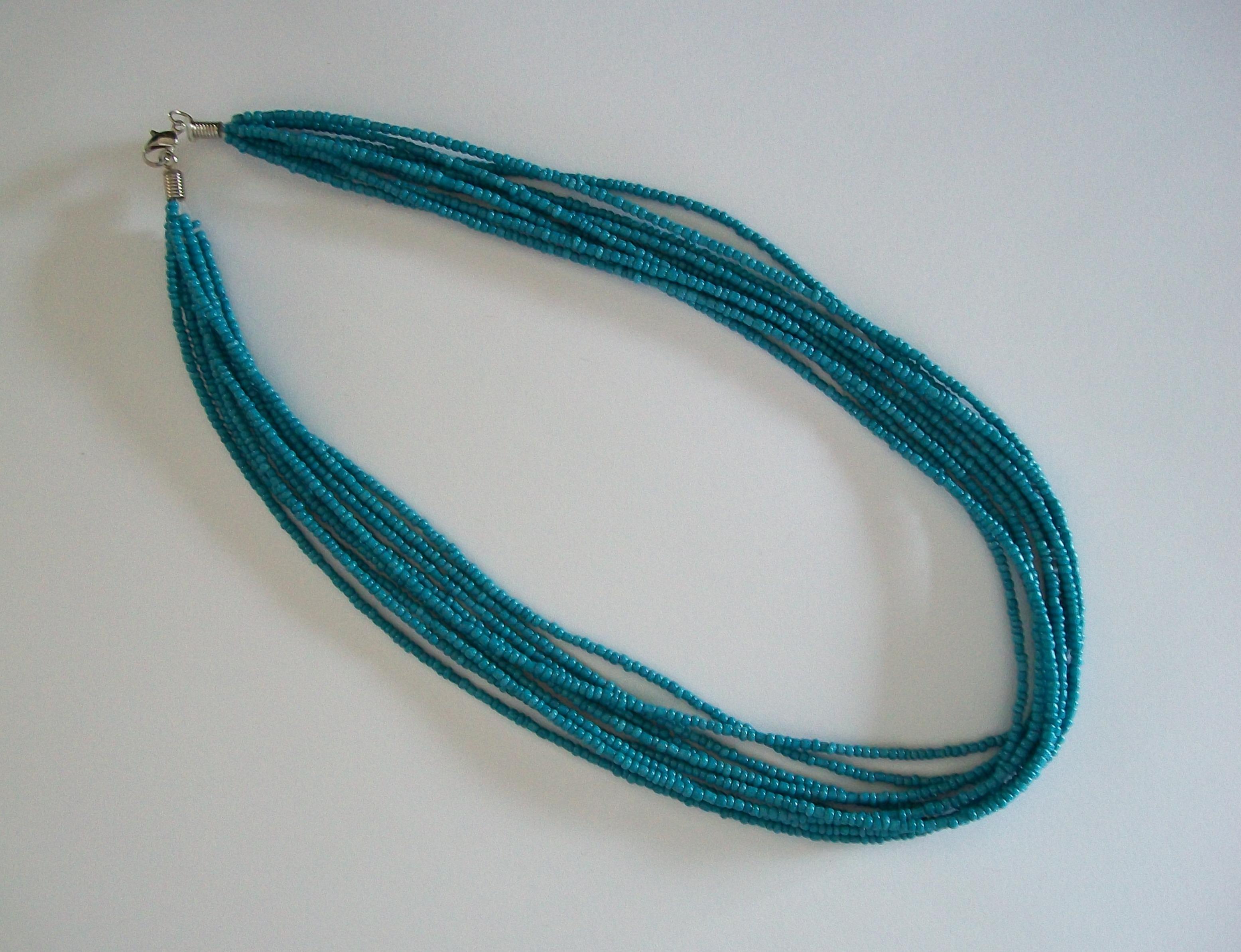Native American Vintage Multi Strand Turquoise Bead Necklace - U.S. - Circa 2000 For Sale