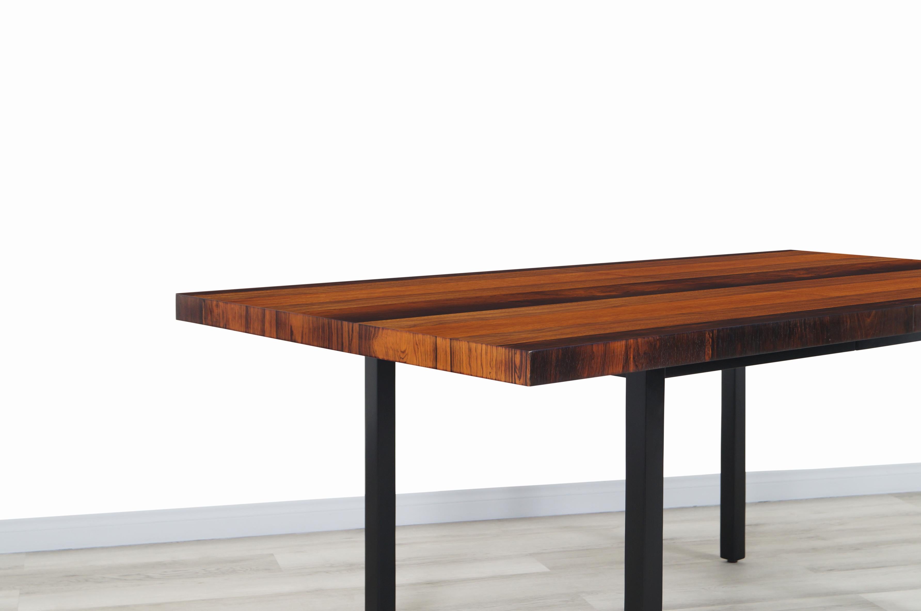 Mid-Century Modern Vintage Multi-Wood Expanding Dining Table by Milo Baughman for Directional