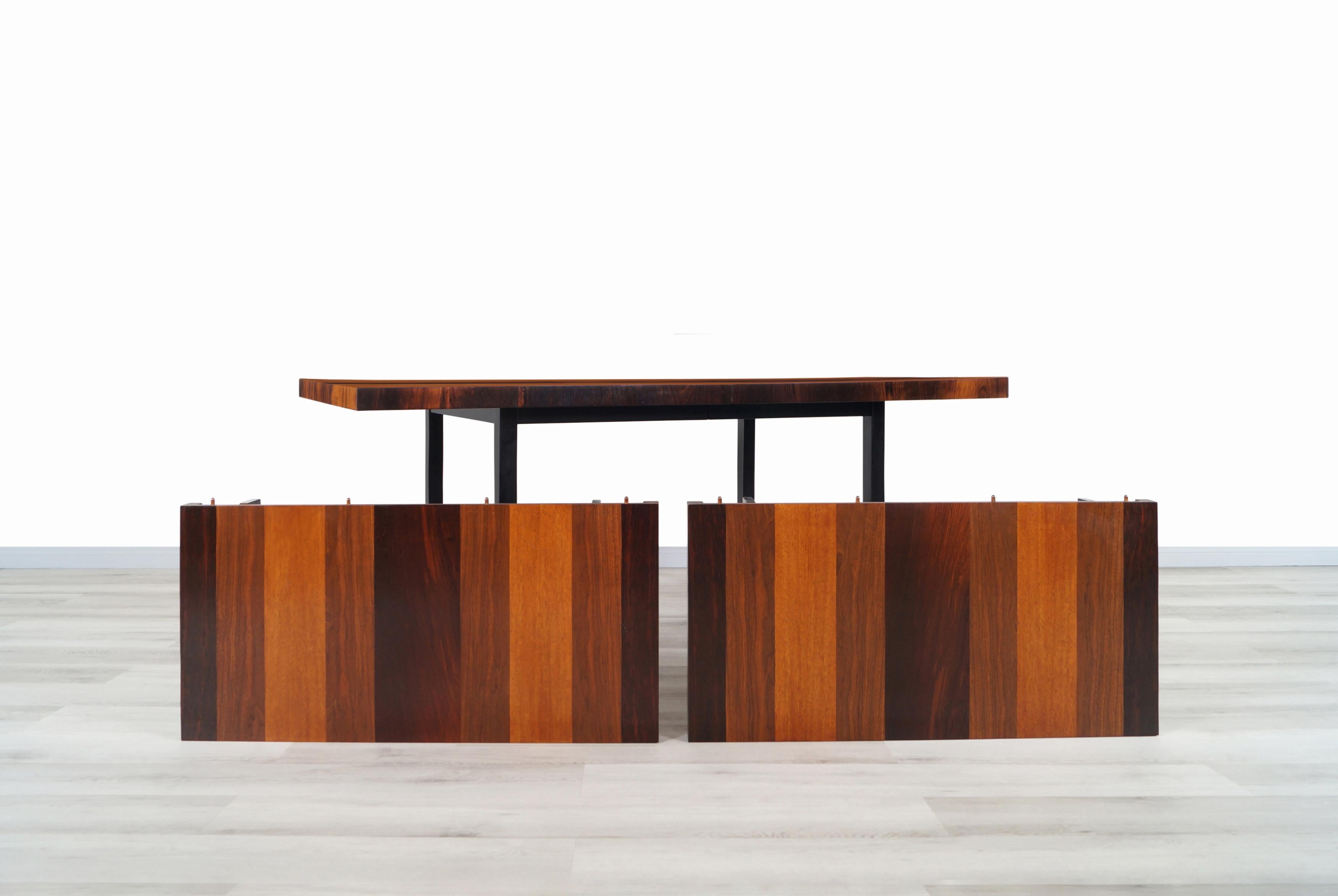 Mid-20th Century Vintage Multi-Wood Expanding Dining Table by Milo Baughman for Directional