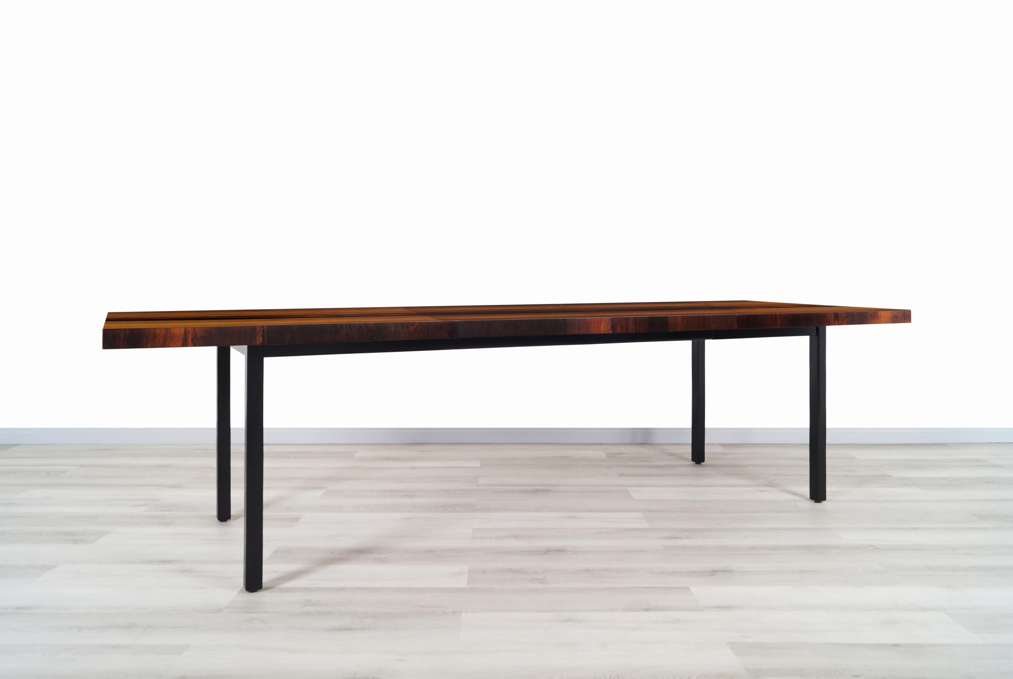 Oak Vintage Multi-Wood Expanding Dining Table by Milo Baughman for Directional