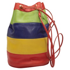 Vintage Multicolor Celine Color Block Bucket Bag