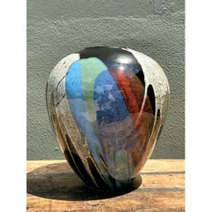 Vintage Multicolor Drip Glaze Ceramic Vase