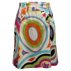 Vintage Mehrfarbiger Emilio Pucci knielanger Vintage-Rock mit abstraktem Druck, mehrfarbig, Größe IT 44