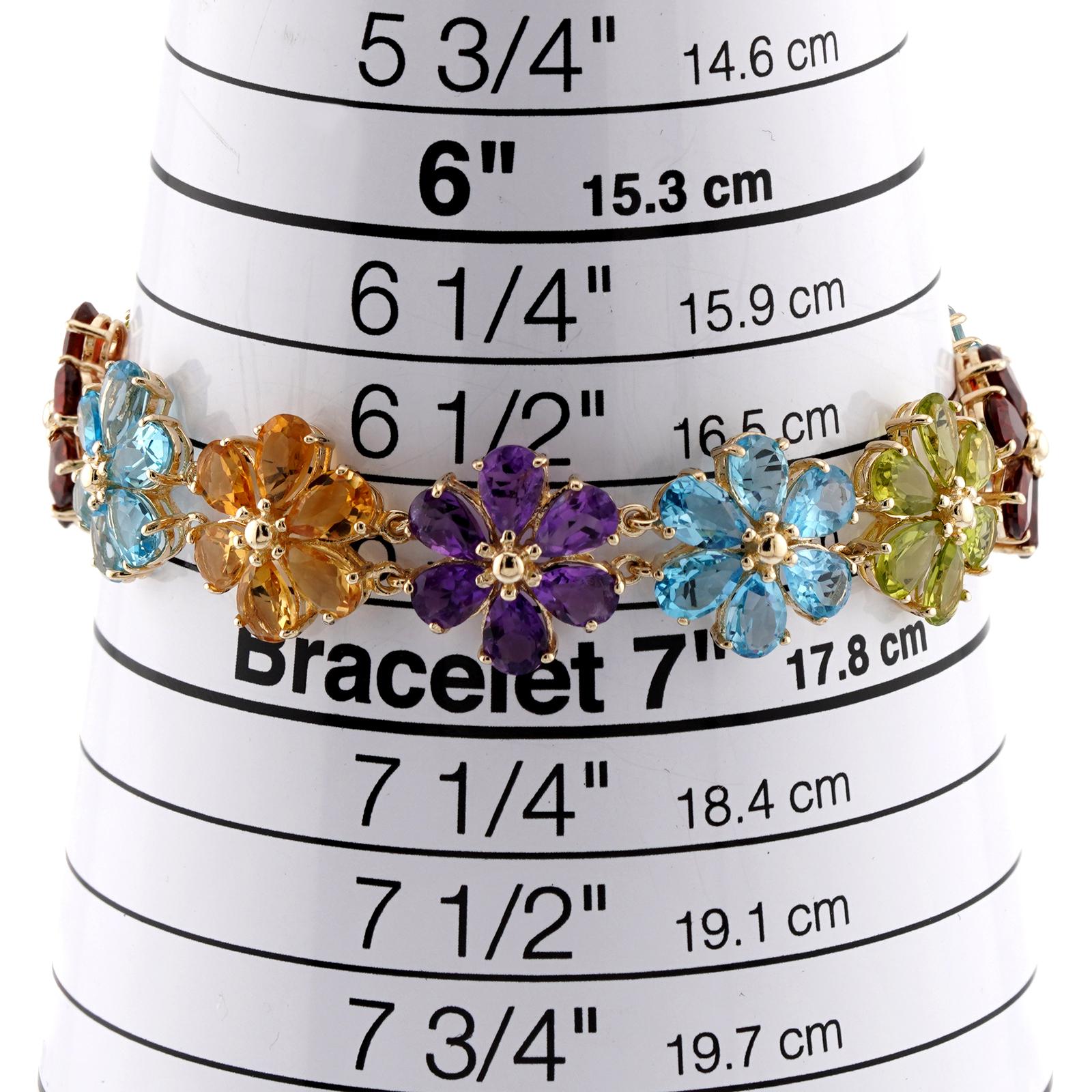 Women's Vintage Multicolor Gemstone Yellow Gold Flower Bracelet For Sale
