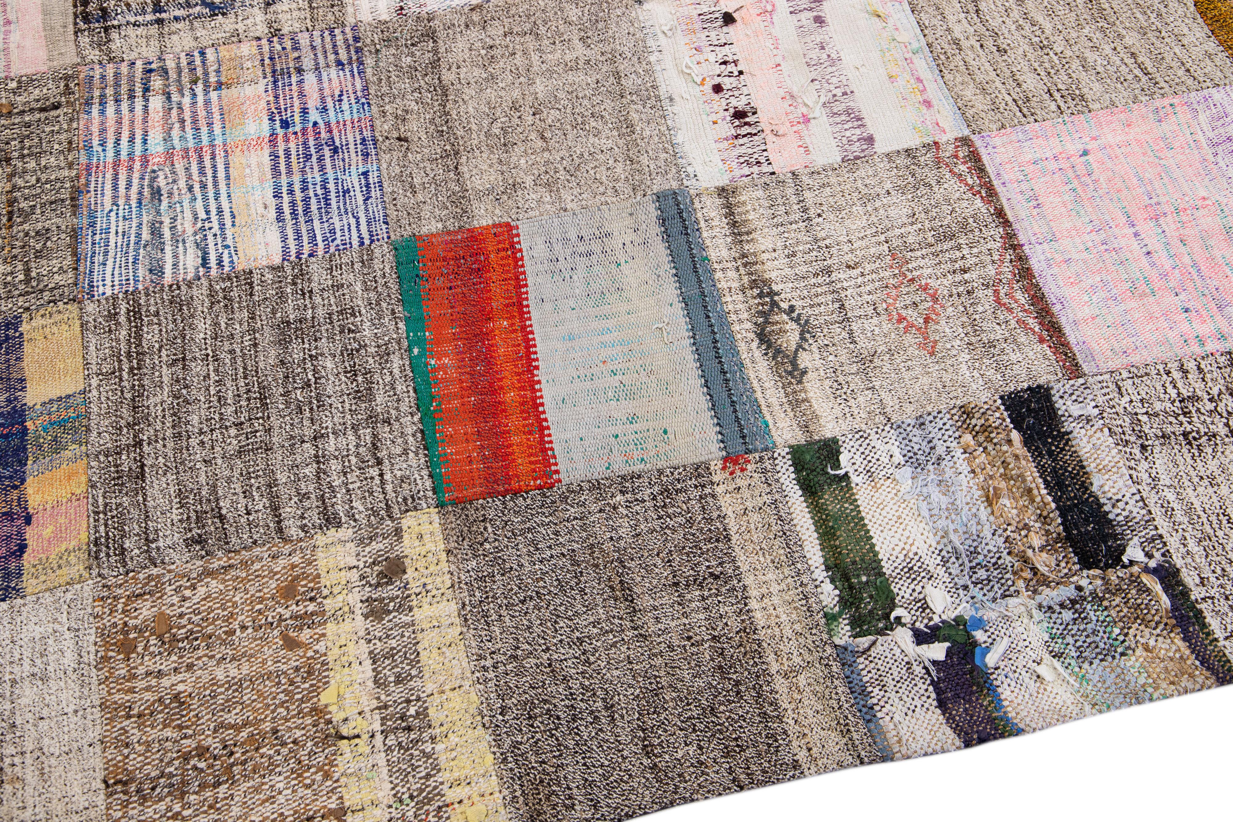 20th Century Vintage Multicolor Handmade Patchwork Turkish Wool Rug For Sale