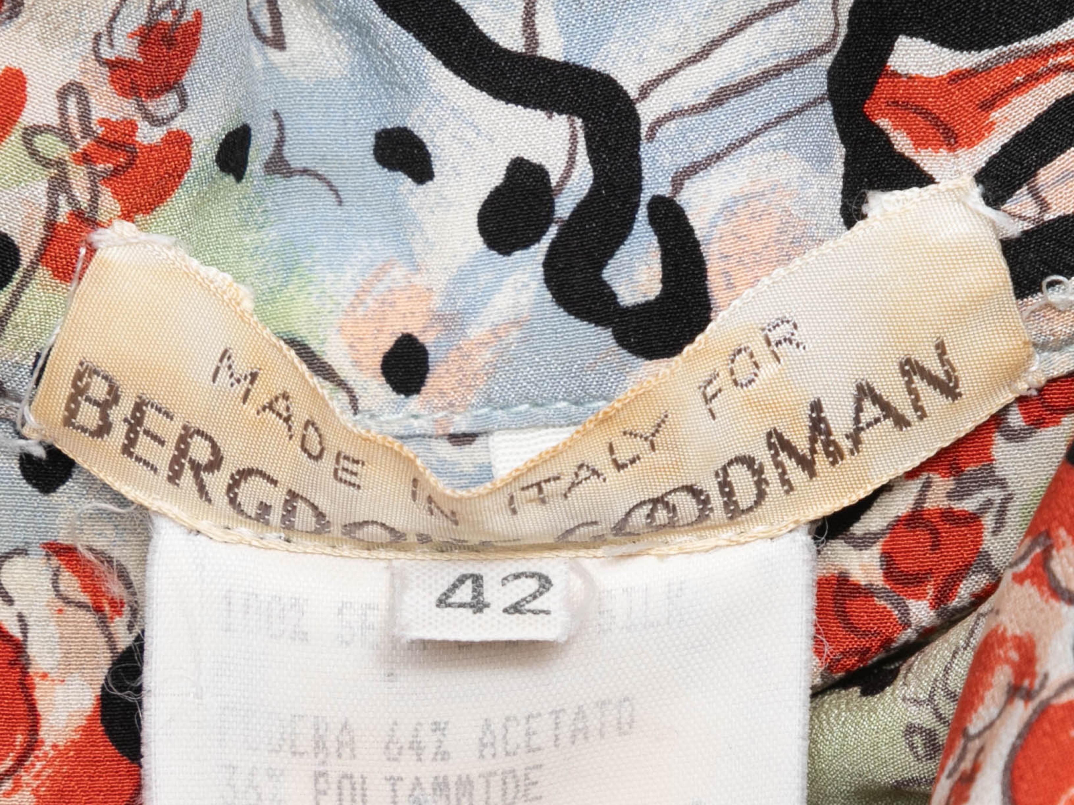 Mehrfarbiges bedrucktes Vintage-Seidenkleid, Karl Lagerfeld für Bergdorf Goodman, Größe E Damen im Angebot