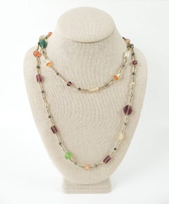Vintage Multicolor Long Strand Glass Bead Necklace