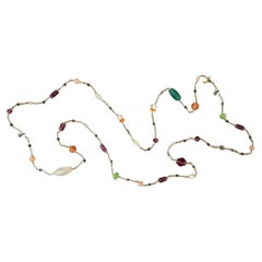 Antique Multicolor Long Strand Glass Bead Necklace