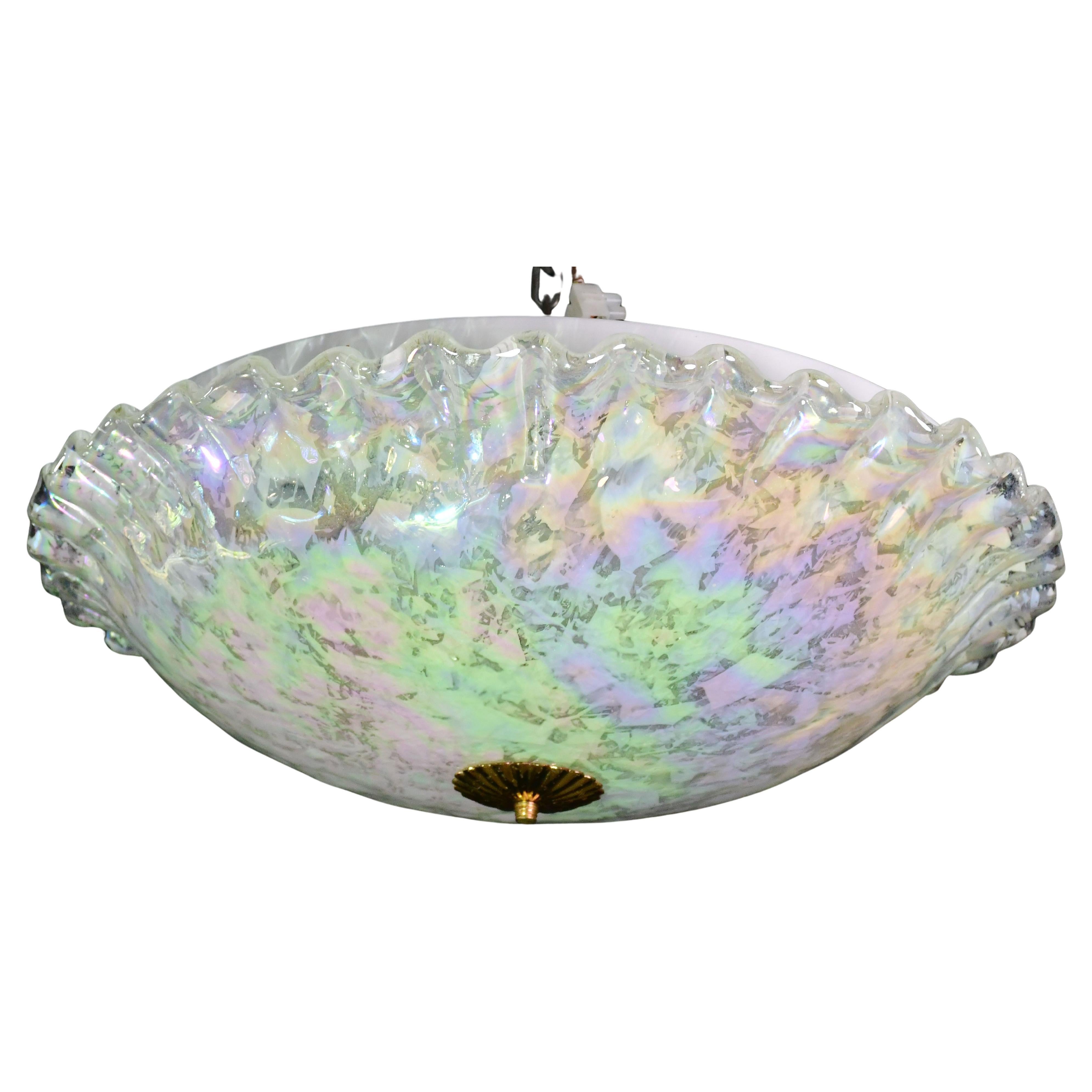 Lámpara de techo vintage de cristal de Murano multicolor arco iris, años 70