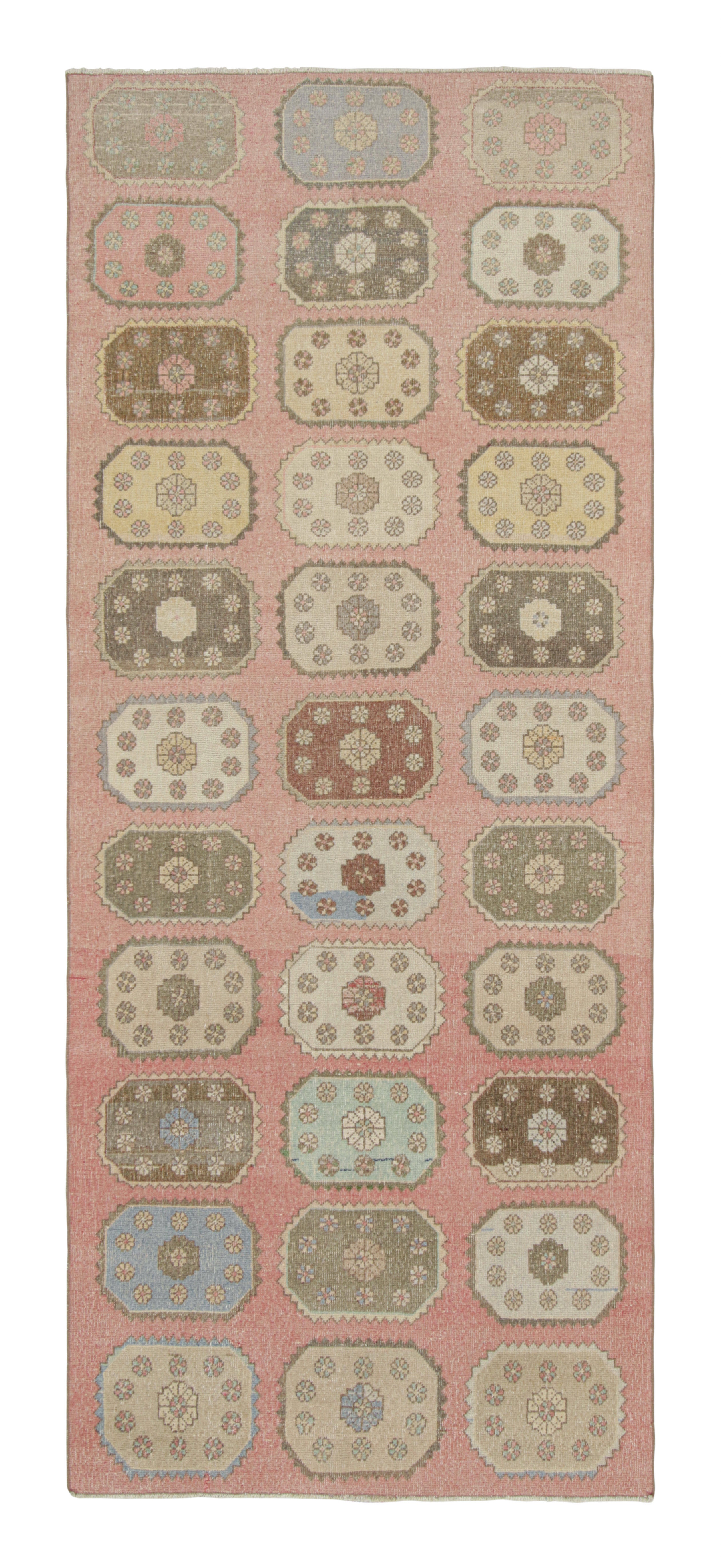 Vintage Multicolor Runner in Distressed Style by Rug & Kilim For Sale