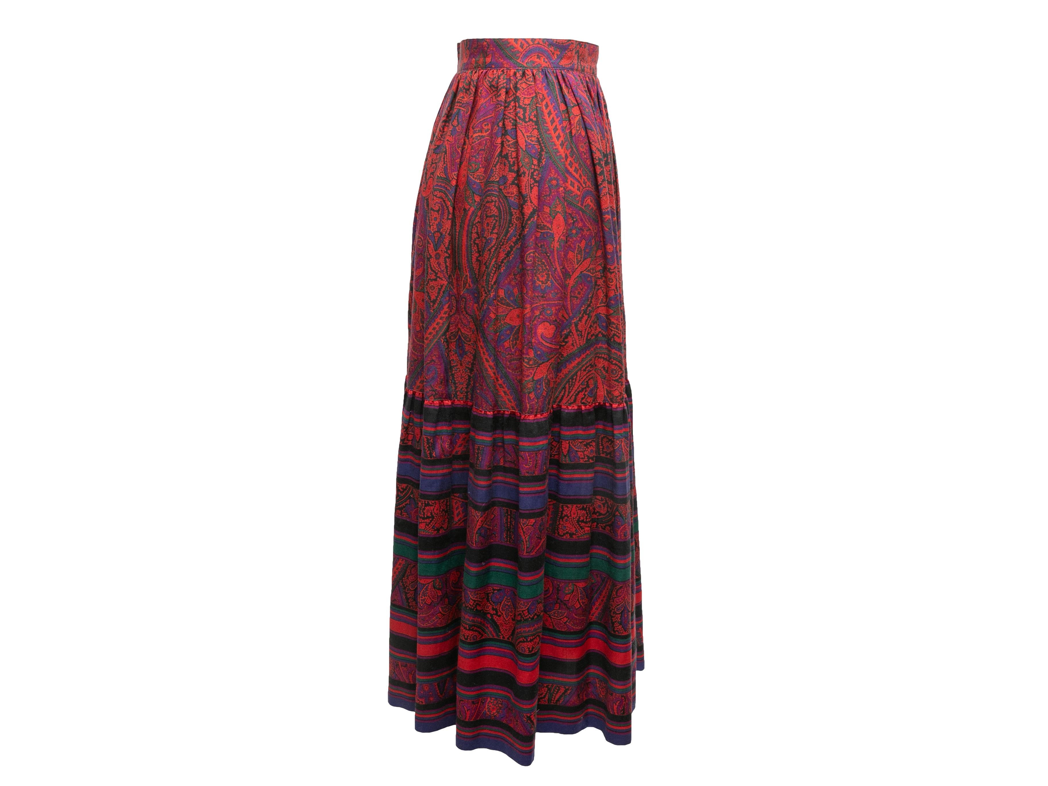 Vintage Multicolor Saint Laurent 1976 Russian Collection Maxi Skirt Size FR 34 In Good Condition For Sale In New York, NY